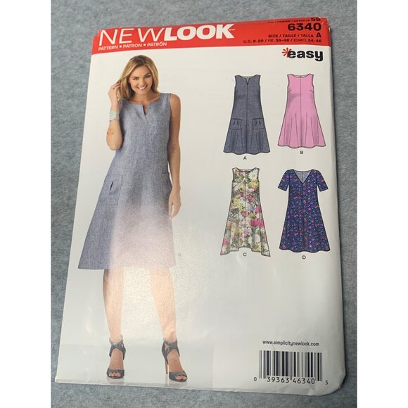 New Look 6340 Womens Dress Sewing Pattern A-Line Size 8 10 12 14 16 18 20 Uncut - Picture 1 of 4